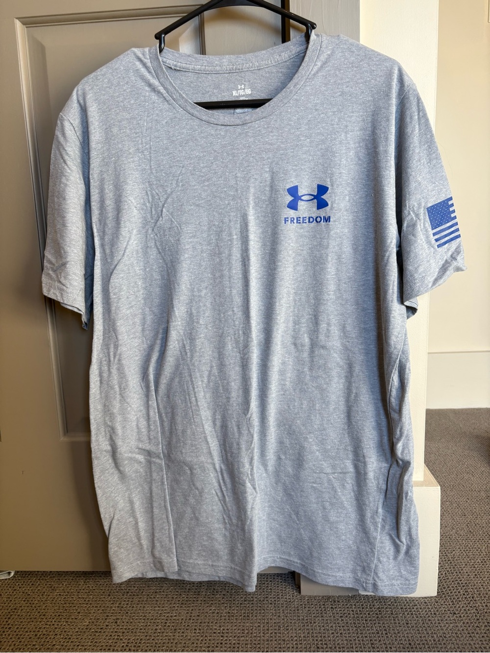 Under Armour Light Heather Blue Freedom Logo Short Sleeve Tee